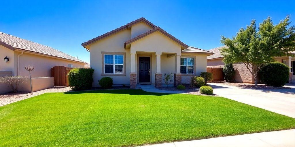 Charming house in Mesquite, NV with sunny lawn.