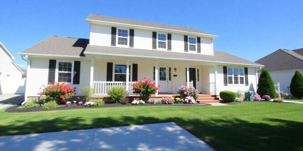 Charming house in Erie, PA with beautiful landscaping.